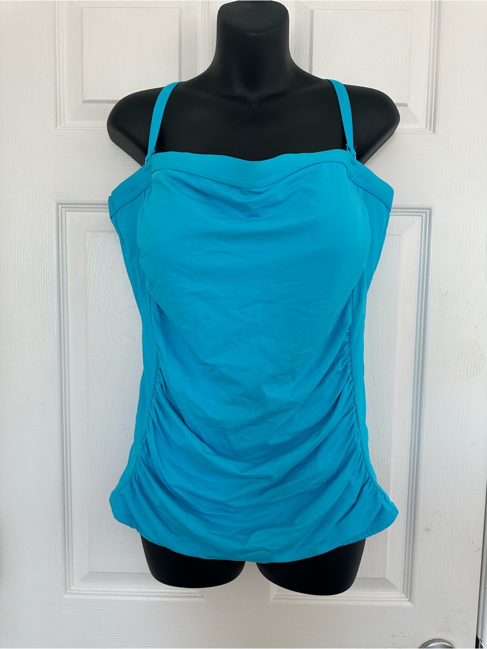 Lands' End Turquoise Ruched One-Piece Swim Tank
